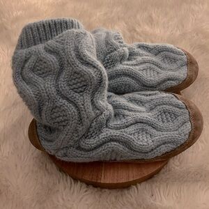 L.L. Bean Cable Knit Slipper Sock Leather Slippers  Womens size 7.5